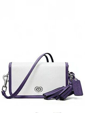 Coach Legacy Archive Penny White Blue Purple Tassel Crossbody Bag Purse 22406
